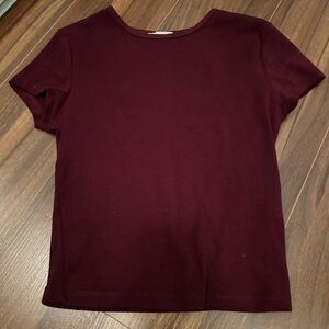 Bershka Deep Red Short Sleeve Tee